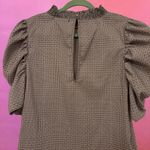 ZARA  Brown Plaid & Polka Dot Puff-Sleeve Babydoll 60s Style Shift Dress - Medium Photo 11