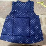 Anthropologie Navy blue white small embroidered Keyhole Sleeveless Blouse Mine  Photo 2