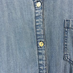 Lovestitch  Blue Chambray Button Up Collared Long Sleeve‎ Tencel Mini Shirt Dress Photo 4