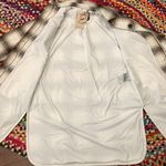 Levi's NWT Levi’s Ivory & Brown Plaid Zip Button Midi Maxi Shacket Coat Photo 7