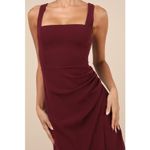Lulus NWT  Glamorous Disposition Burgundy Ruched Maxi Dress Bridesmaid Gala Sz XL Photo 3