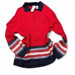 Villager Vintage Red and Navy 1/4 Zip Sweater with Stripes Photo 0