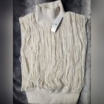 White House | Black Market NWT WHBM Fringe Mockneck Sweater Vest color: Antique White Size M Photo 4