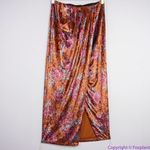 Free People NEW‎  Poets Velvet Sarong Skirt in Rust Combo, S Photo 4