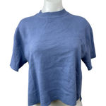 Abercrombie & Fitch Blue Knit Mock Neck Short Sleeve Crop T-Shirt Sweater Top M Photo 0