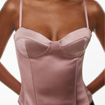 Wilfred Aritzia  Dazzle Satin Bustier Top in Mauve Size 0 Photo 0
