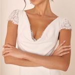 Lulus  Forever Beloved Classic White Lace Cap Sleeve Mermaid Maxi Dress Size XS Photo 3