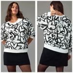 Anthropologie Maeve Heart Printed Sweatshirt Size 3X Black White Coquette Boho Photo 1