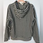 Chic Houndstooth Hoodie with Graphic Detail Black Photo 13