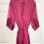 Victoria's Secret  Vintage Gold Label Maroon Satin Chiffon Kimono Robe OS Romantic Photo 1