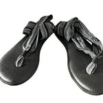 Sanuk  Yoga Slingback Black & White Striped Sandals Photo 4