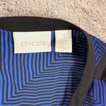 Chico's  Size XL‎ Tunic Top Asymmetrical Geometric Print Blue White Black Office Photo 1