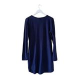 Derek Heart Navy Embroidered Roses Long Sleeves MIDI Women’s Dress SZ L #1242 Photo 4