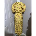 Jill Stuart  Puff Sleeve Yellow Floral Fit & Flare MIDI Dress 0 Photo 4