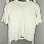 Vintage Margules Cream Floral Beaded Knit‎ Cardigan Top Short Sleeve Medium White Photo 4
