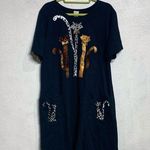 Karla Marie Black Cat Vintage Midi Shirt Dress Sz M Size M Photo 1