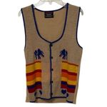 Expressions by Campus VTG Knit Sweater Vest Womens Size Small Elephants 70s 80s Tan Photo 3