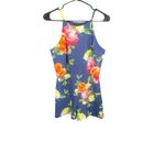 A Byer A. Byer Women's Blue Floral Halter Sleeveless Lined A-Line Jumper Shorts‎ 7 Photo 2