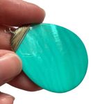 Boutique Vintage Womens Necklace Pendant Abalone Shell Teardrop Shape Turquoise Teal Photo 4