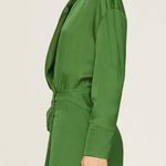 Ba&sh Green Mini Shirt Dress XS Wrap Designer Cocktail Satin Ruched Holiday $340 Photo 1