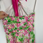 Lilly Pulitzer Floral Midi Dress Sz 2 Cotton Silk Blend Halter Neck Bow Tie Back Photo 11