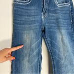 Sky Flare Jeans Med Wash Mid Rise Embellished Western Rodeo Cowgirl Rhinestone 4 Blue Photo 8