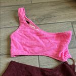 Pink and Burgundy One Shoulder Swim One Piece Size undefined Photo 1