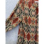 Jones Wear  Women's Tunic Blouse 3/4 Sleeve V Neck Batik Brown Size 14 Photo 9