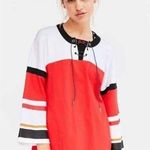 P.E. Nation Oversized Hockey Jersey 3/4 Sleeve Orange White Size Medium Photo 0