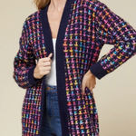 VICI  Women Fuzzy Longline Cardigan Sweater Size Small Multicolor Open Front Cute Photo 0