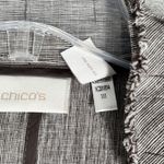 Chico's Blazer Womens Medium Black White Marled Open Frayed Casual Preppy Neutral Photo 5