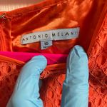 Antonio Melani Dress Women Size 10 Orange Sleeveless Lace Overlay
Sheath Career Photo 5
