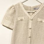8 Seconds‎ Size Small Beige Tweed Short Sleeve Mini Dress Faux Button Front Photo 1