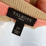 Talbots  Metallic Striped Button Front Cardigan Sweater Top Plus Size 2X Pink Photo 4