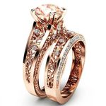 Rose Gold Plated Champagne Ring Set Kits Jewelry Engagement Ring Gift Size 8 Photo 1
