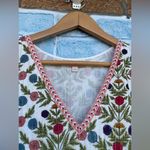 Pink chicken metallic tassel rose prints dress size large Photo 2