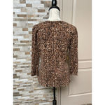 Classiques Entier  Brown Animal Print Silk Cashmere Blend Cardigan Sweater Sz L Photo 7