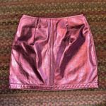 Honey Punch NWOT  PINK VEGAN LEATHER ZIP FRONT MINI SKIRT Photo 3