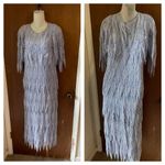 Cher 1970s lilac fringe maxi dress Blue Photo 10