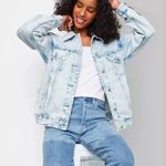 Wild Fable Trucker Acid Wash Oversized Boyfriend Jean Jacket Photo 0