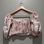 Abercrombie & Fitch NWT Cropped Puff Sleeve Beige Linen Top Italy Sz XS Photo 1