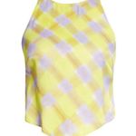& Other Stories & Other Stories Yellow Purple Plaid Sleeveless Tank Cami Camisole Crop Top Sz 2 Photo 4