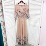 Anthropologie Jaase Floral Dandelion Wide‎ Leg Jumpsuit Peach Blue Small Photo 10