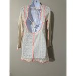 Out From Under Crochet Cover‎ Up Tunic Dress Ivory Orange Trim Backless White Size M Photo 3