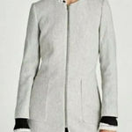 ZARA  Zipper Front Long Blazer Gray Office Girlboss Workwear Career Womens Sz M Photo 0