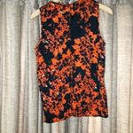 Devlin  Orange Floral Surplice Front Cut Out Back Sleeveless Top Size XS Photo 7