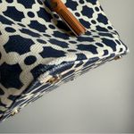 Spartina 449  River Molly Drawstring Bucket Bag Linen and Leather Blue and White Photo 4