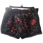 Loft Ann Taylor‎  Floral Print Shorts Fringed Hem Boho Casual Black S Photo 1