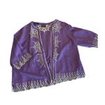 Bob Mackie Wearable Art Women's 2X Linen Blend Purple 2 pc Jacket & Tank Cutouts Photo 1