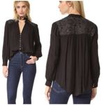 Free People  Canyon Rose Metallic-Lace Button Down Long sleeve Boho Blouse Top Photo 1